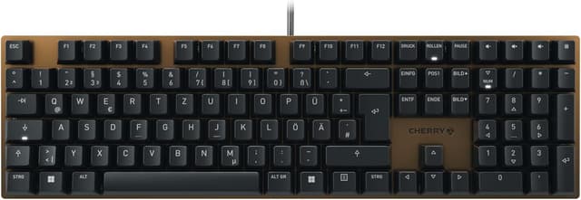 Imagen de CHERRY KC 200 MX (QWERTZ) mechanische Office-Tastatur mit MX2A Brown, Kabel & eloxierter Metallplatte – schwarz/bronze en OfertitasTOP