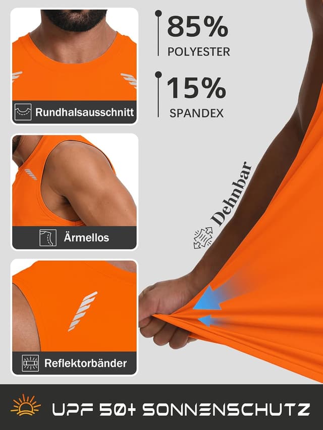 Detalle de Men’s UPF 50+ Sun Protection Mesh Vest T-Shirt (Sleeveless) with Reflective Strip