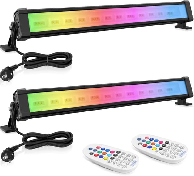 Detalle de MEIHUA Proiettore LED RGB 2 pack da 42 W con telecomando, 10 colori e 30 modalità, IP66
