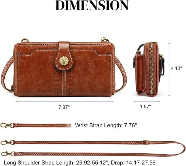 Detalle de S-ZONE Pn21b017 portamonete per telefono da donna con blocco RFID e tracolla