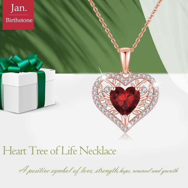 Detalle 2 de LAVUMO Lebensbaum Herz Kette 45+5cm