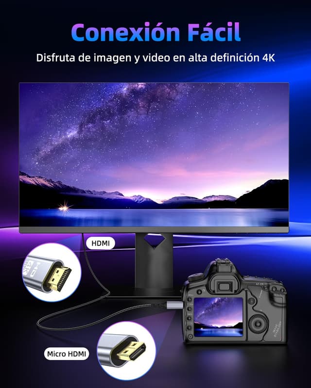 Thumbnail 2 de ZEENVIC Cable Micro HDMI a HDMI 2m 4K