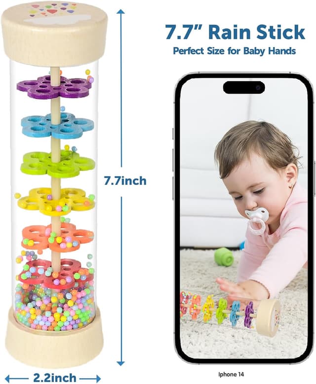Detalle 2 de Rain Stick Montessori Baby Rattle 7.7”