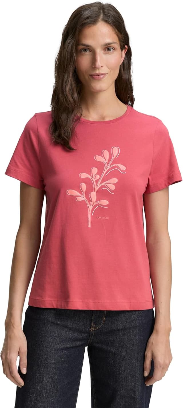 Detalle de Tom Tailor 1047837 T-Shirt Donna in jersey di cotone biologico con stampa floreale