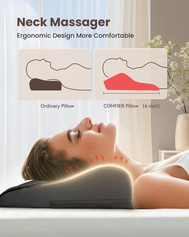 Detalle de COMFIER Back Massager with Heat – Shiatsu Neck & Back Massage Pillow with Kneading Nodes