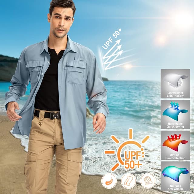 Detalle 1 de yeyity Outdoor Langarm Safari Hemd UPF50