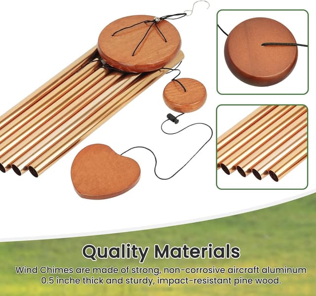 Detalle de YITGOG 30-inch wind chimes with waterproof non-corrosive aluminium tubes for garden, patio and indoor memorial display