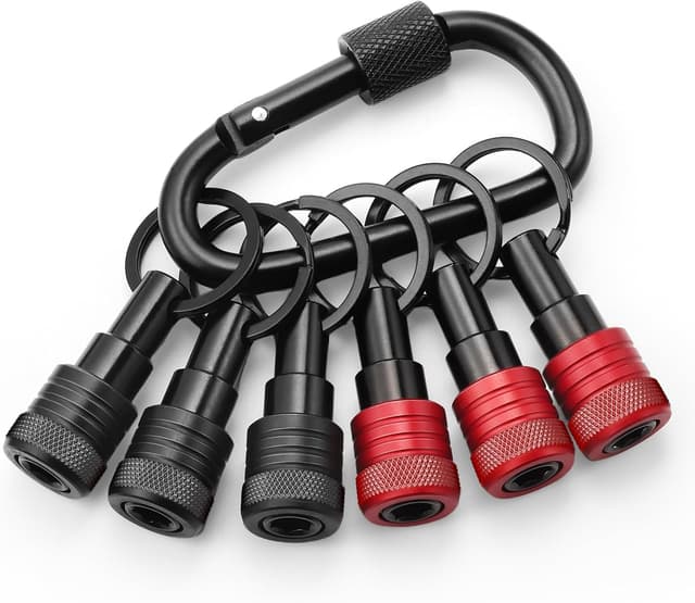 Detalle de 6pc Drill Bit Holder Keychain Set for 1/4" Hex Bits with Quick Release Carabiner