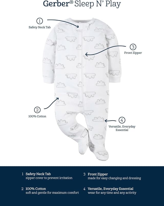 Detalle de Gerber Sleep ’N Play Fußband – 4er-Pack für Neugeborene