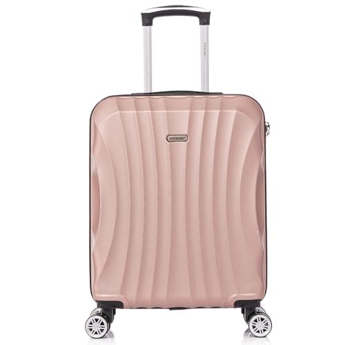 Detalle de RAYKONG Maleta de cabina ABS 55x40x20 cm (20 pulgadas) RosaDorada, 40 L
