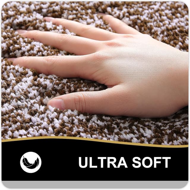 Detalle de OLANLY Microfiber Bathroom Rugs 24x16 (Brown) — Extra Soft, Non-Slip, Machine Washable Bath Mat