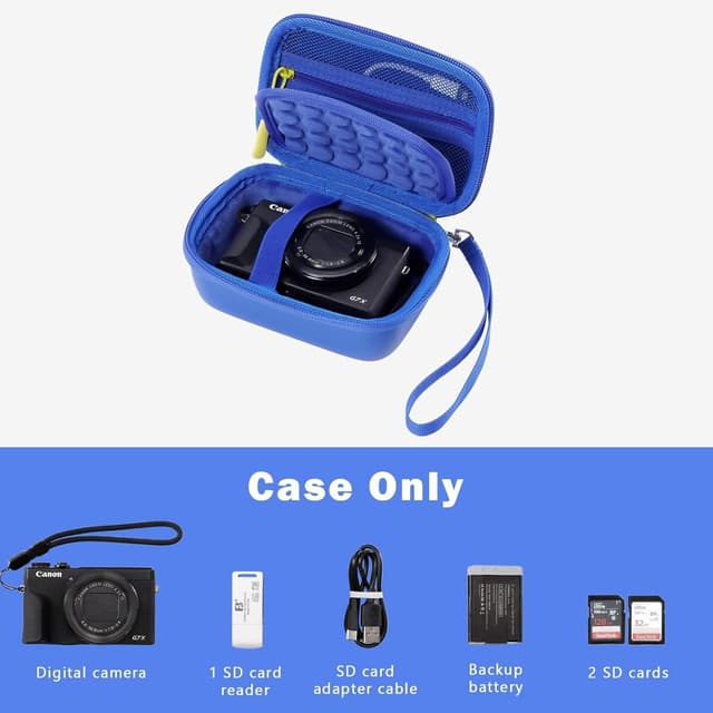 Detalle de ProCase Kameratasche für Canon G7X Mark III/II, SX740 HS & weitere kompakte Digitalkameras – Tragetasche, EVA, blau