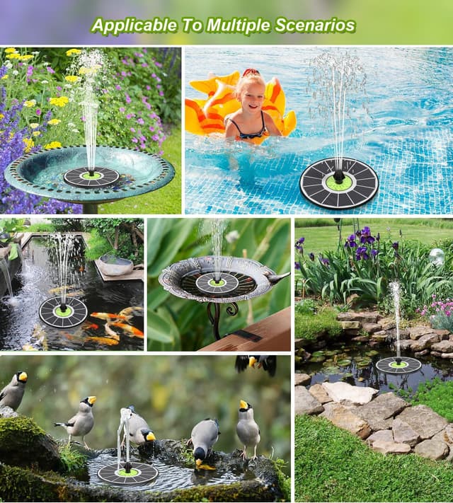 Detalle de SZMP Solar Springbrunnen 3,5W Glas-Teichpumpe mit 7 Düsen und 4 Rohren für Garten, Teich & Vogelbad (weiß)