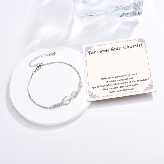 Detalle de USEEDOVIA Unendlichkeitszeichen-Armband mit AAA-Zirkonia für Mama, Tochter, Oma & Schwester