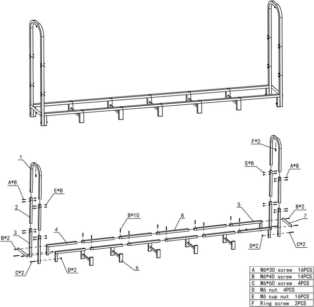 Thumbnail 6 de Kendane Kaminholzregal 8FT 242x39,5x100 cm