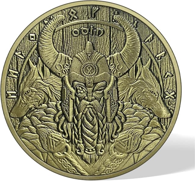 Detalle de AtSKnSK Odin Münze als Wikinger Valknut Amulett (Valknut-Knoten) für Männer