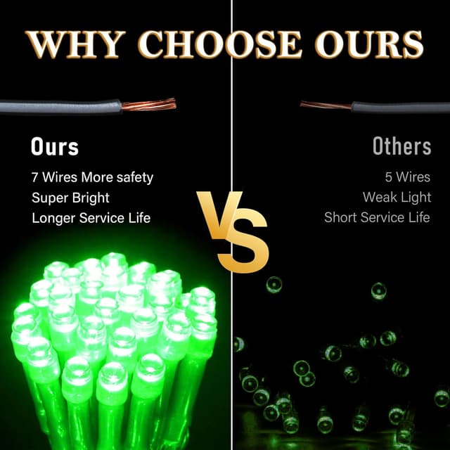 Detalle 2 de Dalugo Green Fairy Lights (3m, 30 green LEDs) with 6h timer, battery powered & IP65 waterproof