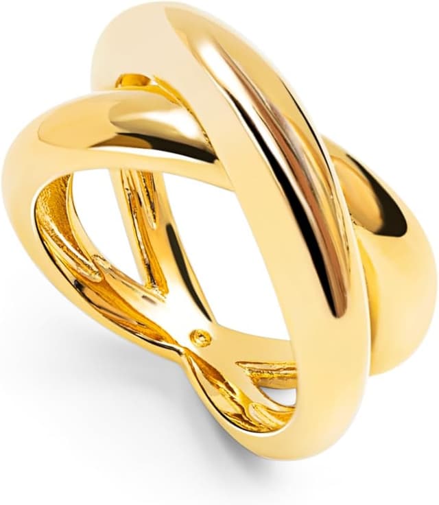 Detalle 2 de SINGULARU Anillo Single Cross, latón baño 18 Kt Talla 12 💍