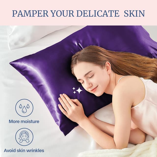 Thumbnail 2 de BEDELITE Satin Pillowcase 2 Pack Queen Plum