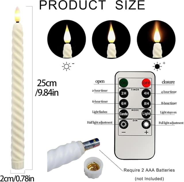 Detalle 2 de Vela LED Largos 25 cm para decoración 🎇