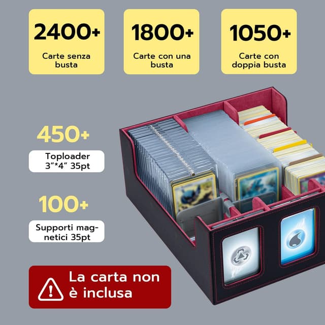 Detalle de Tolesum Commander Deck Box per MTG con 3 pezzi Magnetic Card 35PT, scatola capiente con 10 divisori e 6 clip