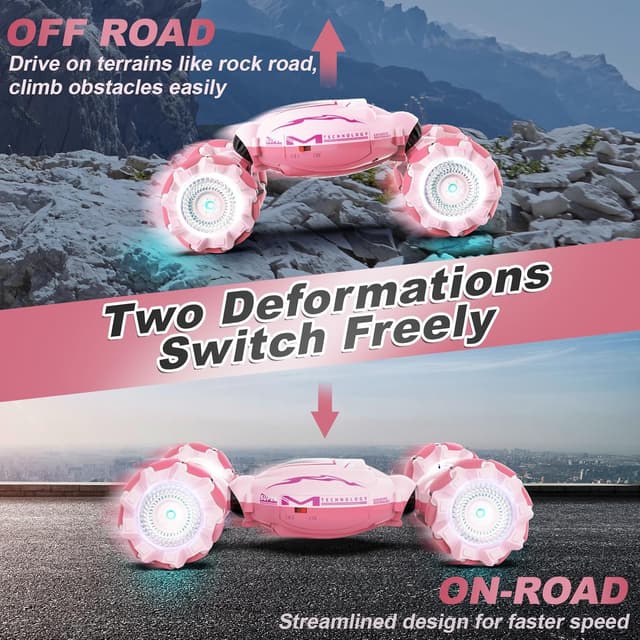 Detalle 2 de Fosgoit Pink 4WD Gesture Sensing RC Stunt Car (2.4GHz) for Girls 6–12