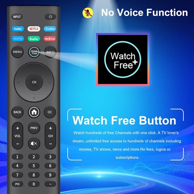 Detalle de ZYK Pack of 2 Universal Vizio Smart TV Remote Replacements (IR, No Setup) with 6 Shortcut Buttons