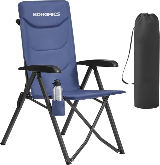 Detalle de SONGMICS Chaise de camping pliable bleue GCB015QZ01 avec dossier inclinable 95°–150°