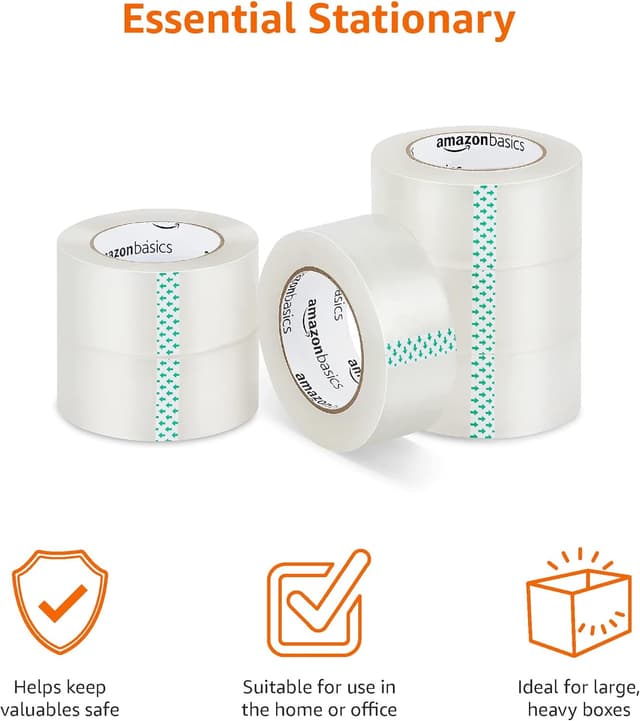 Detalle de Amazon Basics Moving and Storage Packaging Tape 6-pack, 4.7 cm x 99.6 m