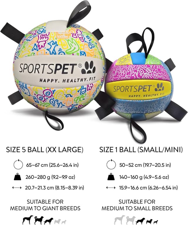 Detalle de SPORTSPET Dog Football with Grab Tabs (Small, Multicolour) – Durable PU interactive water toy