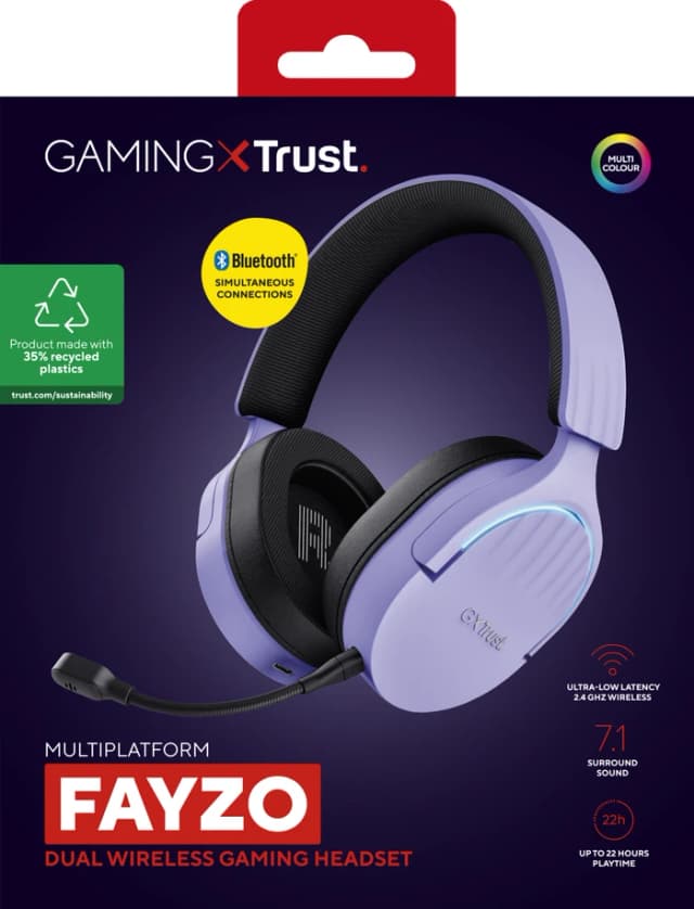 Thumbnail 12 de Trust Fayzo GXT491 kabelloses Headset (Violett) für PC oder PlayStation