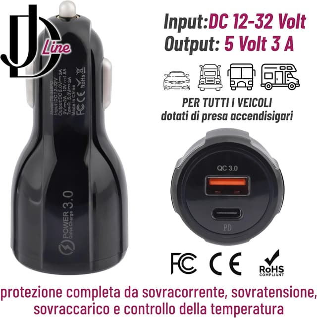 Thumbnail 4 de Caricatore Auto USB-C QC 3.0