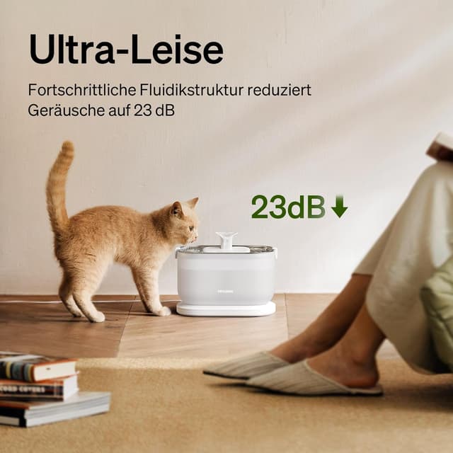 Thumbnail 6 de PETLIBRO Katzenbrunnen Dockstream mit kabelloser Pumpe (2,5 l) – Edelstahl, 2 Trinkmodi, 23 dB