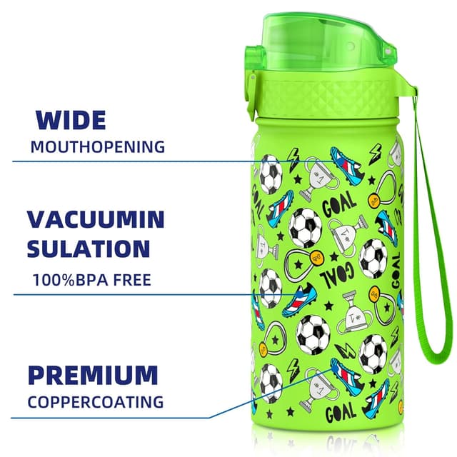 Detalle de GOPPUS Kinder-Thermosflasche 420 ml mit Strohhalm – vakuumisoliert, auslaufsicher