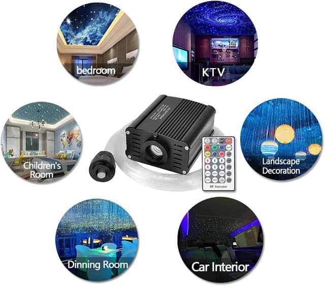 Detalle de DEWEL Sternenhimmel-Glasfaserlicht für die Decke (16 W, RGBW, Fernbedienung)