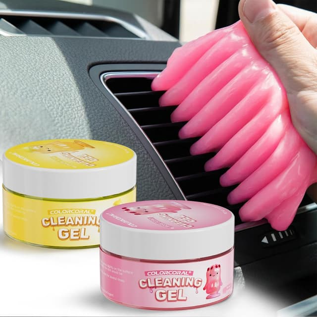Detalle de ColorCoral Car Cleaning Gel 2 Pack (Reusable Lemon & Rose Scent) for Dust Remover Putty
