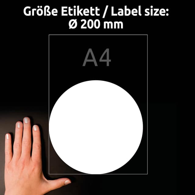 Detalle 2 de AVERY Zweckform L9003-10 Hinterglasetiketten Ø200mm