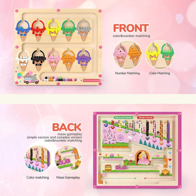 Thumbnail 3 de Magnetisches Montessori Farb‑ und Zahlenlabyrinth 28x24,2 cm