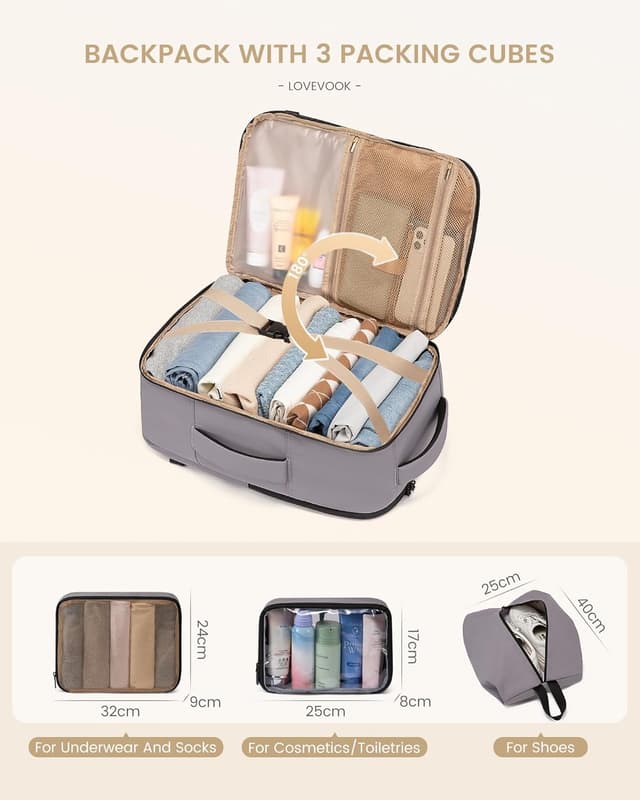 Detalle de LOVEVOOK 50L Reiserucksack mit 18,4 Zoll Fach