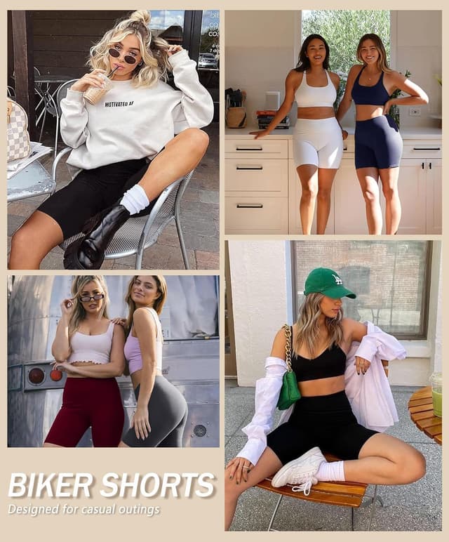 Detalle de VALANDY Creamlush high-waisted biker shorts for women (8”) – buttery-soft 4-way stretch yoga & gym shorts, S–5XL