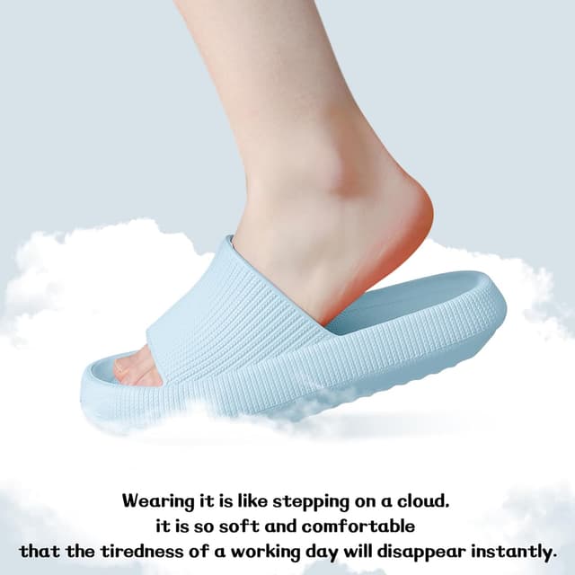 Detalle de QJJQ Badeschuhe „Cozislides“ – superweiche Badeschlappen mit Wolken-Design, blau (EU 40/41)