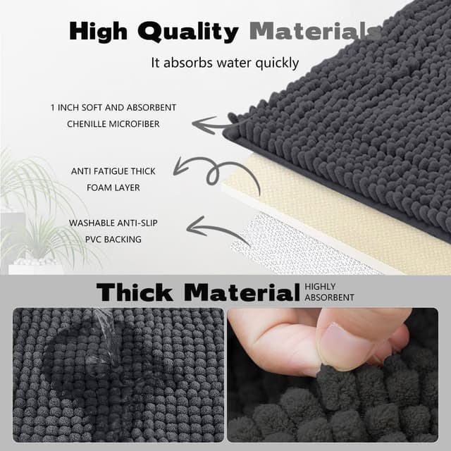 Thumbnail 4 de UHOUSEST Tapis de bain 40 x 60 cm antidérapant