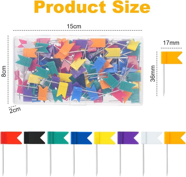 Detalle 2 de Vicloon Chinchetas de Mapa 170 unidades