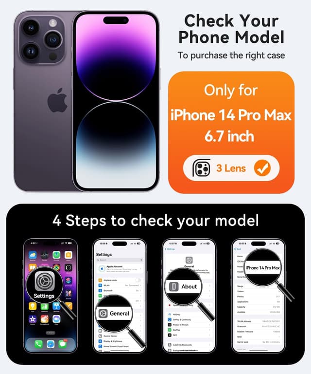 Detalle 2 de CANSHN Magnetic iPhone 14 Pro Max Case (6.7-inch) in Deep Blue with Full Camera Protection & MagSafe compatibility