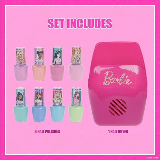 Detalle 2 de Barbie Nagellack Set mit Nageltrockner