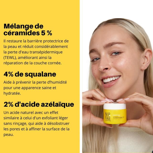 Detalle de Nip+Fab Ceramide Fix Crème de Nuit 12% (50 ml) — soutien de la barrière cutanée et de l’élasticité
