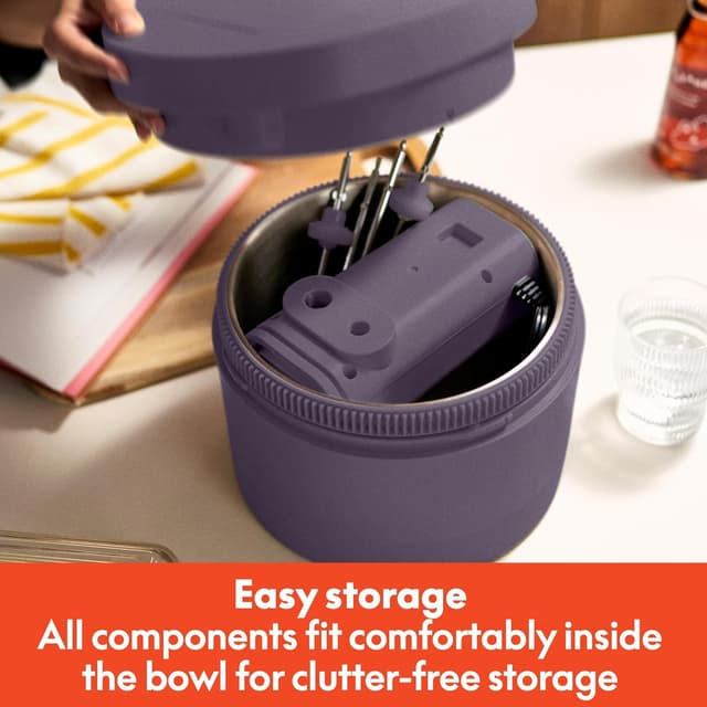 Detalle de bella 3.5 Qt Hand & Stand Mixer (2-in-1 Handheld + Stand), 200 Watt, Plum