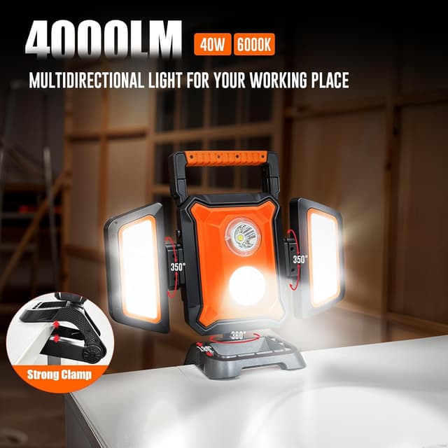 Detalle de 4000LM rechargeable work light with clamp