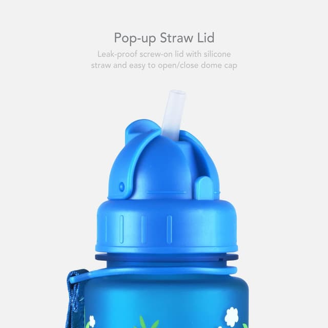 Detalle 2 de LittleLife Children’s Water Bottle (400ml) with Easy-Access Lid & Straw, Blue Dinosaurs