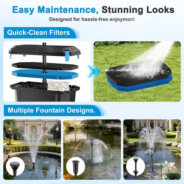 Detalle 2 de Biling 50W Solar Pond Filter Kit (2100L/h) for up to 4000L ponds with 3 nozzles